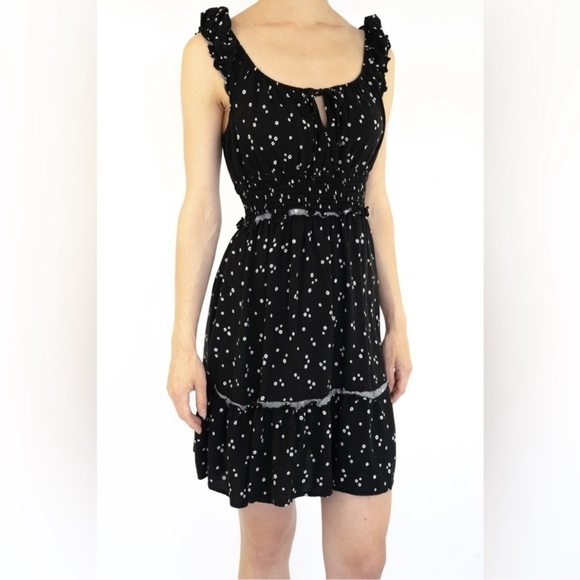 Wild Fable Target Black Floral Ruffle Mini Dress Size: L - Picture 2 of 9